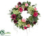 Silk Plants Direct Rose, Hydrangea, Succulent Wreath - Purple Green - Pack of 2