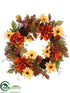 Silk Plants Direct Dahlia, Daisy, Artichoke Wreath - Fall - Pack of 4