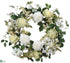 Silk Plants Direct Rose, Dogwood Wreath - Cream Green - Pack of 2