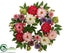 Silk Plants Direct Peony, Hydrangea Wreath - Pink Green - Pack of 1
