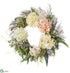 Silk Plants Direct Hydrangea, Eucalyptus, Berry Wreath - Cream Pink - Pack of 1