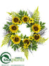 Silk Plants Direct Sunflower, Daisy, Succulent Wreath - Yellow Green - Pack of 1