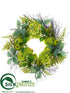 Silk Plants Direct Hydrangea, Rose, Apple Wreath - Green - Pack of 1