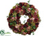 Silk Plants Direct Hydrangea, Rose, Berry Wreath - Green Burgundy - Pack of 1