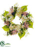 Silk Plants Direct Hydrangea, Lilac Wreath - Cream Pink - Pack of 2