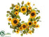 Silk Plants Direct Sunflower, Rudbeckia, Artichoke Wreath - Yellow - Pack of 4