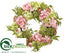 Silk Plants Direct Peony, Hydrangea, Sedum Wreath - Green Pink - Pack of 1