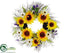 Silk Plants Direct Sunflower, Lotus Pod, Protea Wreath - Yellow Cream - Pack of 4