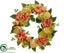 Silk Plants Direct Peony, Hydrangea Wreath - Peach Green - Pack of 4