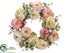 Silk Plants Direct Peony, Hydrangea, Berry Wreath - Pink Green - Pack of 2
