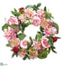 Silk Plants Direct Peony, Dahlia Twig Wreath Burugndy - Pink Burgundy - Pack of 2