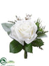 Silk Plants Direct Rose, Pieris Boutonniere - Cream White - Pack of 12