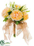 Silk Plants Direct Ranunculus, Lily of The Valley Bouquet - Peach White - Pack of 6