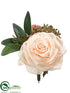 Silk Plants Direct Rose, Sedum Boutonniere - Peach Green - Pack of 12