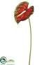 Silk Plants Direct Large Anthurium Spray - Red Green - Pack of 12