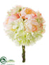 Silk Plants Direct Hydrangea, Peony Bouquet - White Pink - Pack of 6