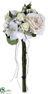 Silk Plants Direct Rose, Japonica Bouquet - Cream Two Tone - Pack of 4