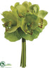 Silk Plants Direct Cymbidium Orchid Bouquet - Green - Pack of 6