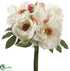 Silk Plants Direct Peony Bouquet - White Pink - Pack of 6