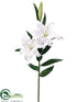 Silk Plants Direct Casablanca Lily Spray - White - Pack of 4