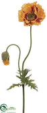 Silk Plants Direct Poppy Spray - Yellow Brown - Pack of 12