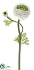 Silk Plants Direct Double Ruffle Ranunculus Spray - Cream - Pack of 12