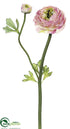 Silk Plants Direct Double Ruffle Ranunculus Spray - Pink - Pack of 12