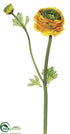 Silk Plants Direct Double Ruffle Ranunculus Spray - Yellow Gold - Pack of 12