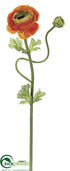Silk Plants Direct Ranunculus Spray - Orange - Pack of 12