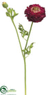 Silk Plants Direct Ranunculus Spray - Burgundy Green - Pack of 12