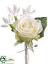 Silk Plants Direct Rose, Stephanotis Boutonniere - Cream Green - Pack of 12