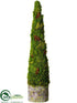 Silk Plants Direct Moss Cone Topiary - Green - Pack of 1