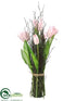 Silk Plants Direct Tulip Standing Bouquet - Rose - Pack of 6