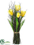 Silk Plants Direct Tulip Bouquet - Yellow - Pack of 6