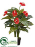 Silk Plants Direct Anthurim Plant - Red - Pack of 4