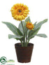 Silk Plants Direct Gerbera Daisy - Yellow - Pack of 3