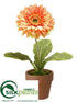 Silk Plants Direct Gerbera Daisy - Orange - Pack of 4