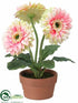 Silk Plants Direct Gerbera Daisy - Pink Green - Pack of 4