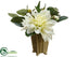 Silk Plants Direct Dahlia, Sedum - White - Pack of 6