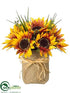 Silk Plants Direct Sunflower, Maple, Grass - Yellow Rust - Pack of 6