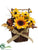 Sunflower, Lotus Pod, Berry - Mustard Brown - Pack of 6