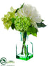 Silk Plants Direct Hydrangea, Dahlia, Snowball - White Green - Pack of 12