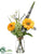 Zinnia, Ranunculus, Veronica - Yellow Purple - Pack of 6