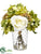 Silk Plants Direct Rose, Hydrangea - White Green - Pack of 6
