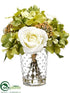 Silk Plants Direct Rose, Hydrangea - White Green - Pack of 6
