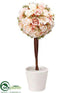 Silk Plants Direct Rose Ball Topiary - Peach Pink - Pack of 4