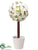 Silk Plants Direct Rose Ball Topiary - White - Pack of 4