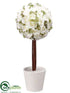 Silk Plants Direct Rose Ball Topiary - White - Pack of 4