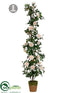 Silk Plants Direct Rose Topiary - Cream - Pack of 1