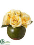 Silk Plants Direct Rose - Yellow - Pack of 4